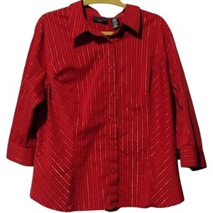 NWOT Apostrophe Woven Woman's Basic Red 3/4 Sleeve Blouse By Sears Size 16-18W!